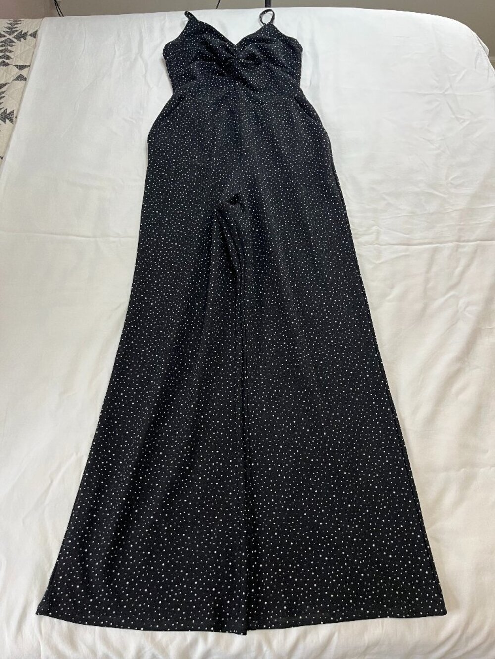 Allison Joy Black White Polkadot Jumpsuit with Pockets